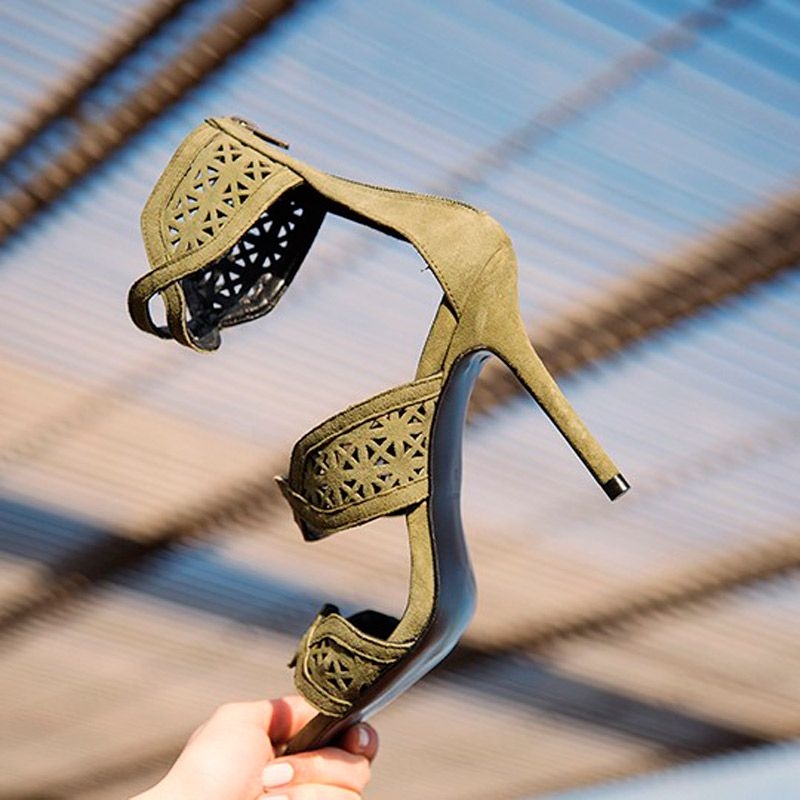 comprar online sandalias verdes de tacon de ante para boda evento coctel bautizo comunion graduacion de mas34 en apparentia