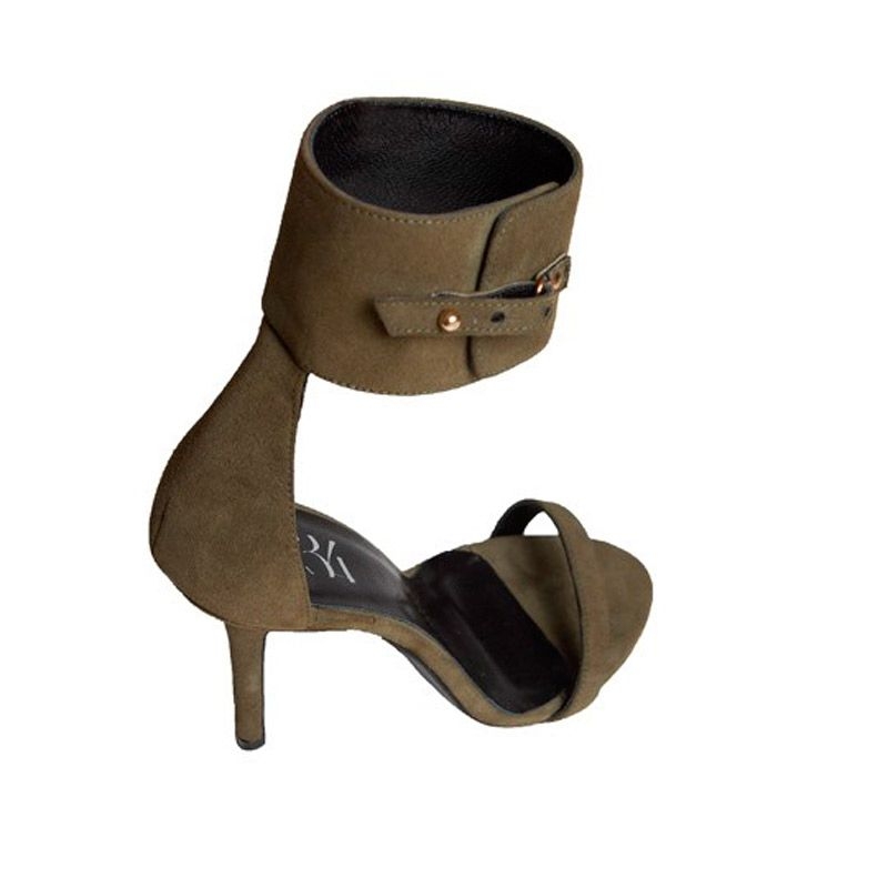 sandalia de tacon verde de ante para boda evento coctel bautizo comunion graduacion de mas34 en apparentia