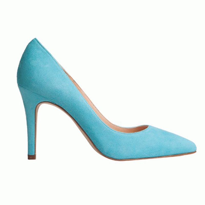 zapatos de salon azul cielo de ante con tacon de 9 centimetros para bodas eventos fiestas coctel bautizo comunion graduacion de mas34 en apparentia