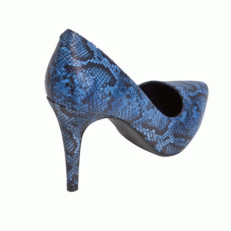 zapatos de salon de piel de serpiente azul con tacon de 9 cm para boda evento coctel bautizo comunion graduacion de mas34 en apparentia