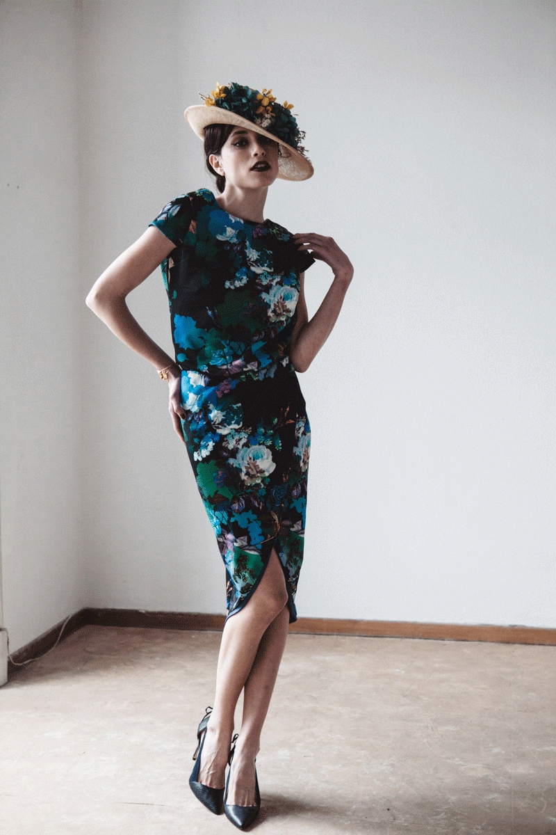 vestido de flores midi cruzado de manga corta para boda evento fiesta coctel bautizo comunion graduacion de bouret en apparentia