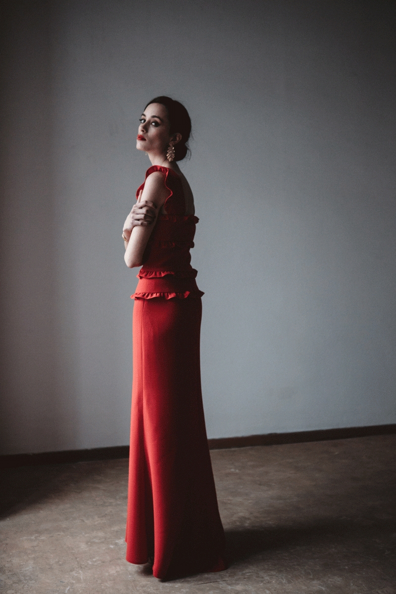 vestido de fiesta rojo largo