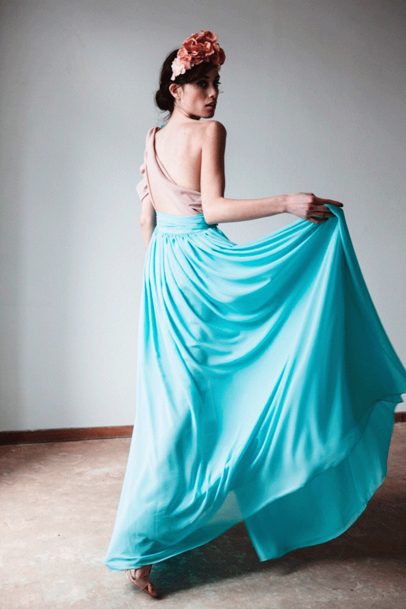 vestido azul aguamarina de estilo griego para boda evento fiesta coctel bautizo comunion graduacion de bouret en apparentia