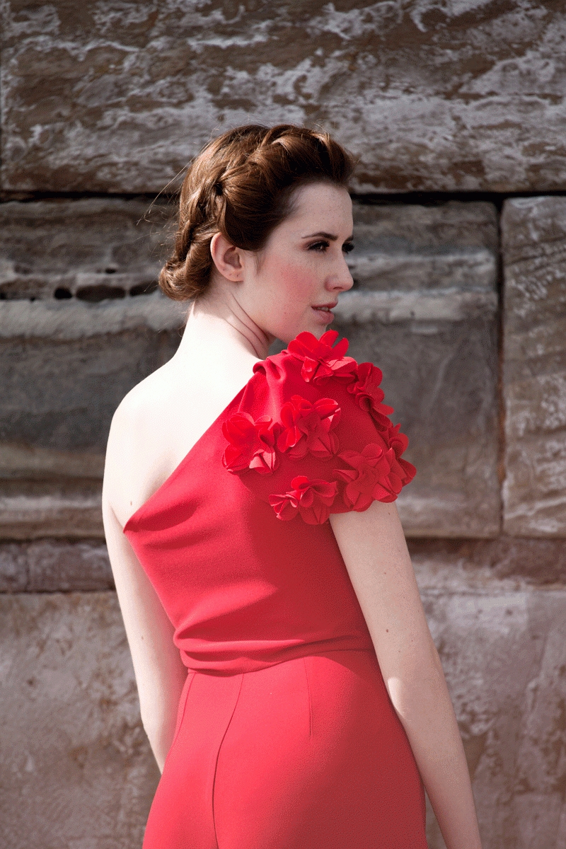 monos de fiesta rojo asimetrico con pantalon ancho para boda evento fiesta coctel bautizo comunion graduacion de apparentia