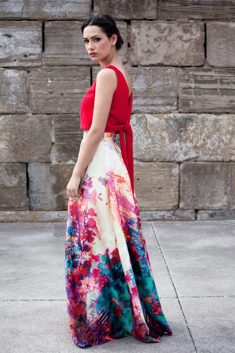 top crop rojo de fiesta con lazada y escote en la espalda para boda fiesta evento bautizo comunion graduacion de primavera verano en apparentia