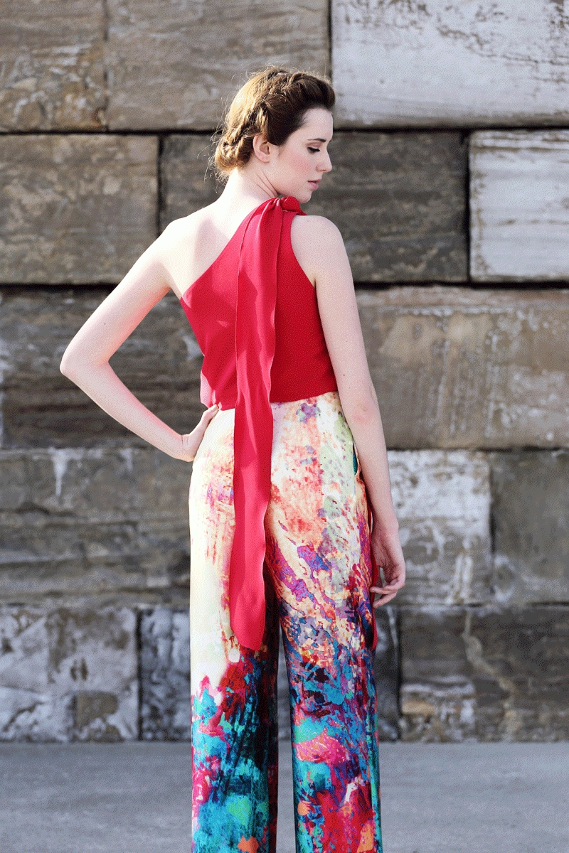 tops de fiesta color rojo asimetricos con lazo para boda evento fiesta coctel bautizo comunion graduacion de apparentia