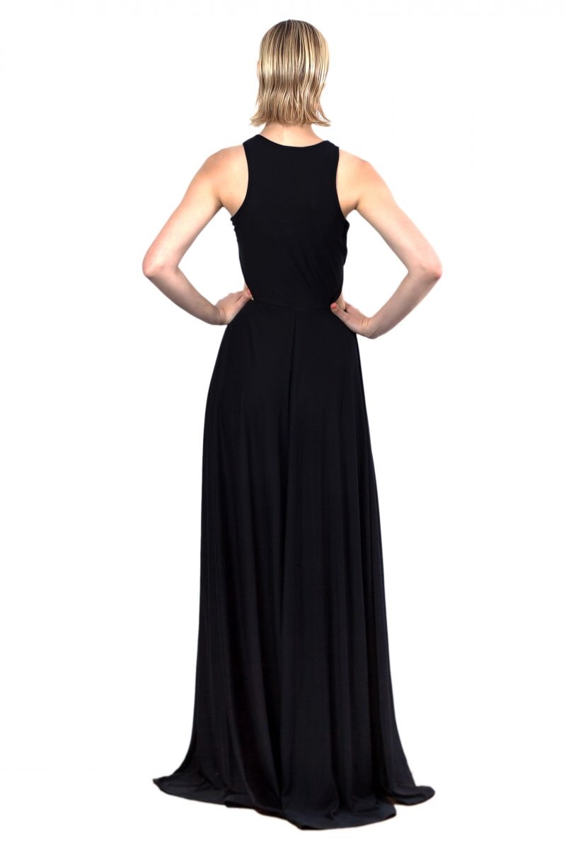 vestido largo negro espalda