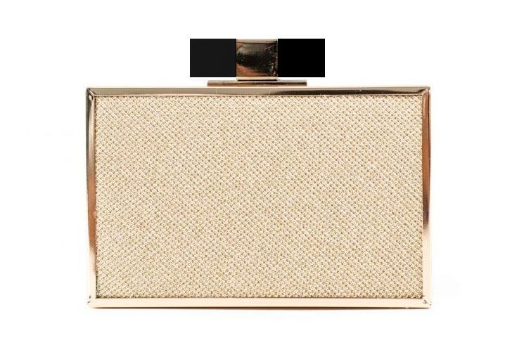 bolso de fiesta dorado y negro con cadena