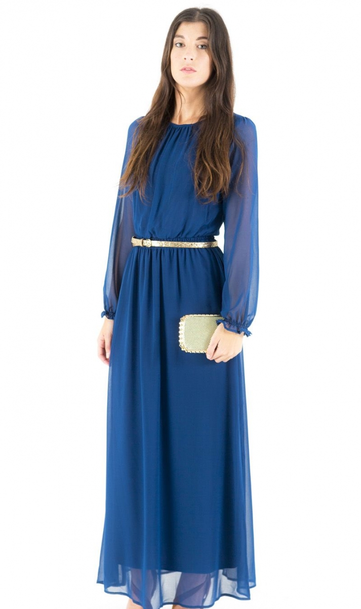 vestido azul largo