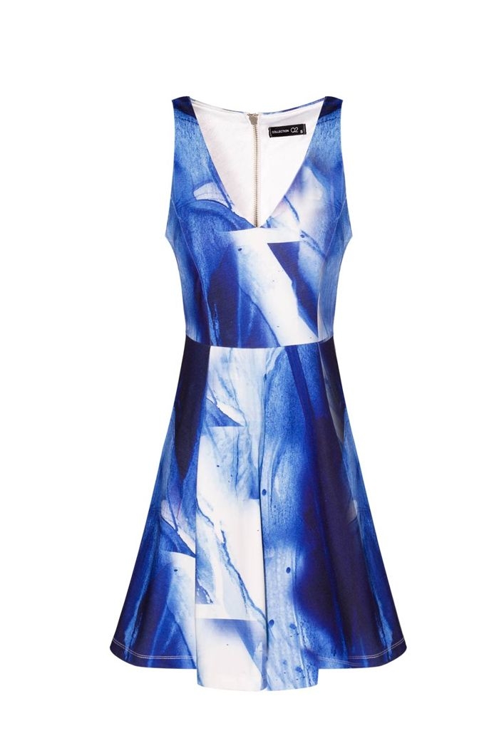 Vestido Skater Estampado Azul