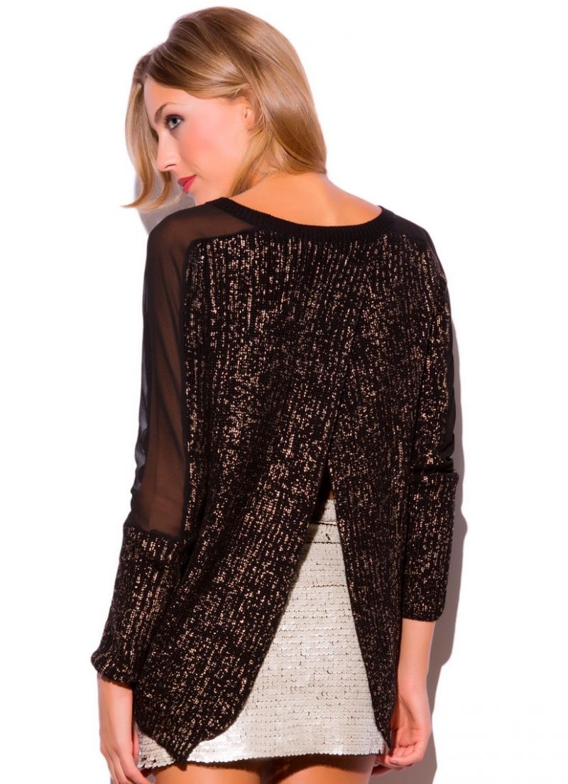 Sueter con espalda abierta negro