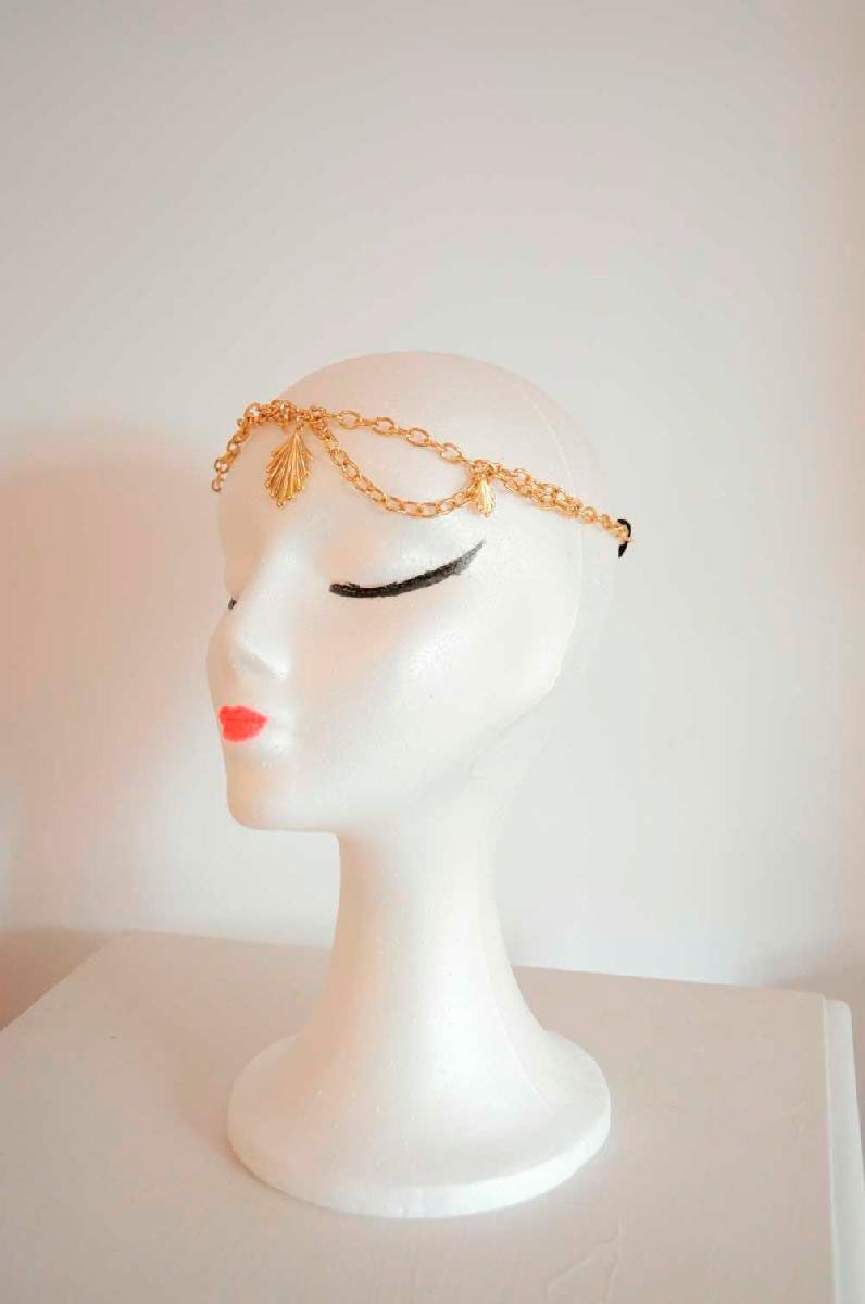 tiara dorada con cadena y hojas para fiesta nochevieja online